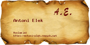 Antoni Elek névjegykártya