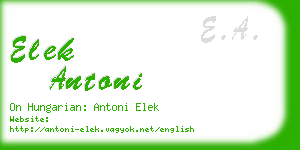 elek antoni business card